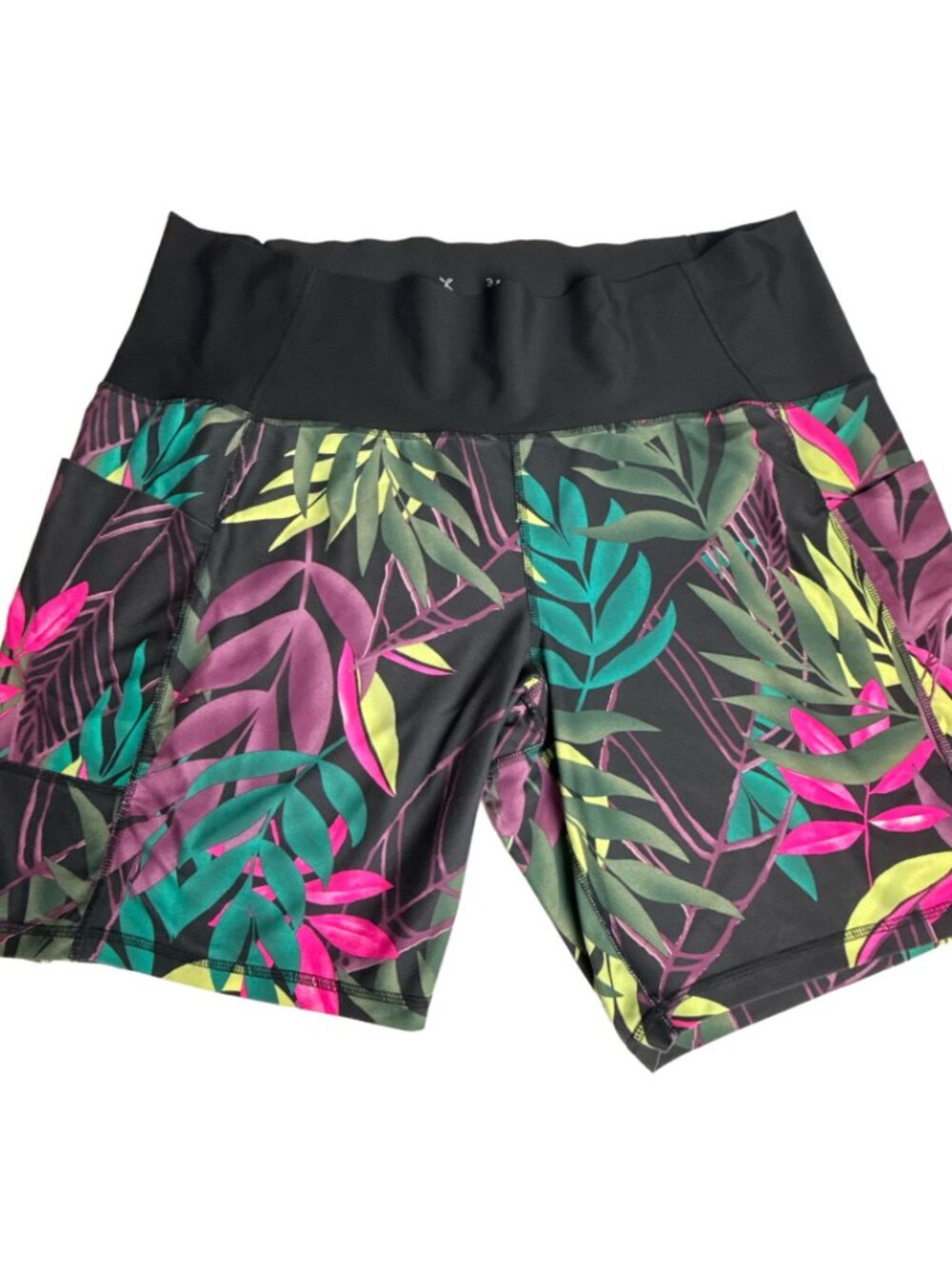 Xersion Women’s 3X Tropical Print Biker Shorts Athletic Workout Compression Shor